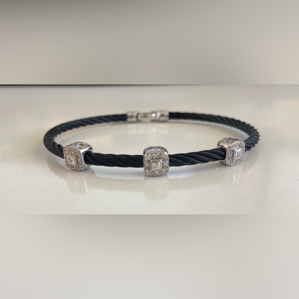ALOR 18kt and stainless steel with diamonds bangle bracelet